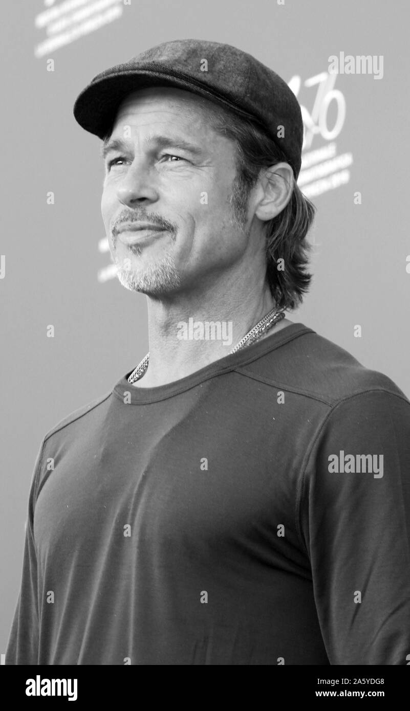 VENICE, ITALY - AUGUST 29,2019: Brad Pitt attends 'Ad Astra' photocall during the 76th Venice Film Festival on August 29, 2019 in Venice, Italy Stock Photo