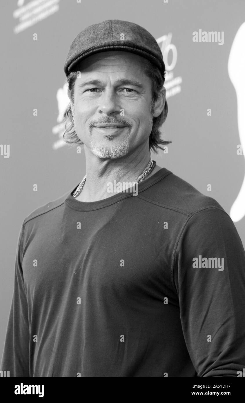 VENICE, ITALY - AUGUST 29,2019: Brad Pitt attends 'Ad Astra' photocall during the 76th Venice Film Festival on August 29, 2019 in Venice, Italy Stock Photo