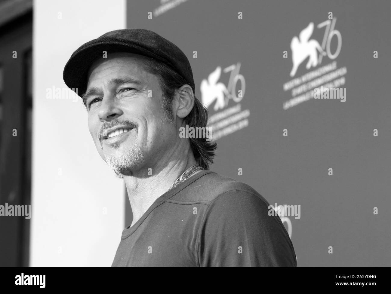 VENICE, ITALY - AUGUST 29,2019: Brad Pitt attends "Ad Astra" photocall during the 76th Venice Film Festival on August 29, 2019 in Venice, Italy Stock Photo