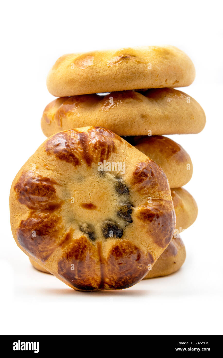 Iranian cookie with dates paste on a white background Stock Photo