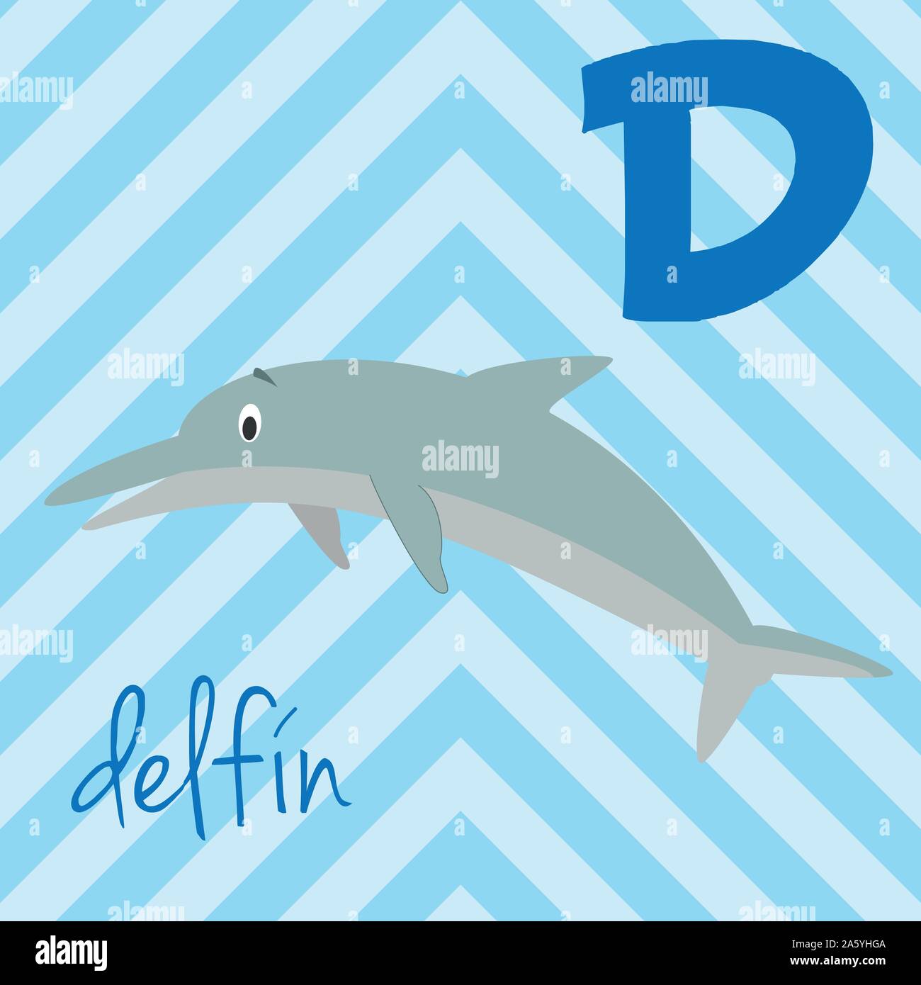 Cute cartoon zoo illustrated alphabet with funny animals. Spanish ...