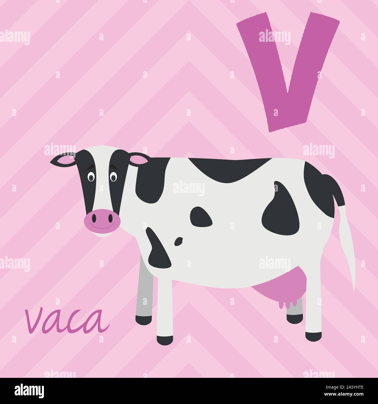 Cute cartoon zoo illustrated alphabet with funny animals. Spanish ...