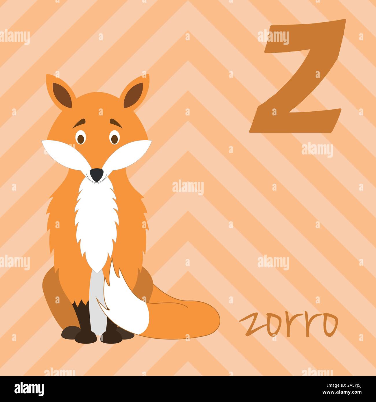 Cute cartoon zoo illustrated alphabet with funny animals. Spanish alphabet:  Z for Zorro. Learn to read. Isolated Vector illustration Stock Vector Image  & Art - Alamy