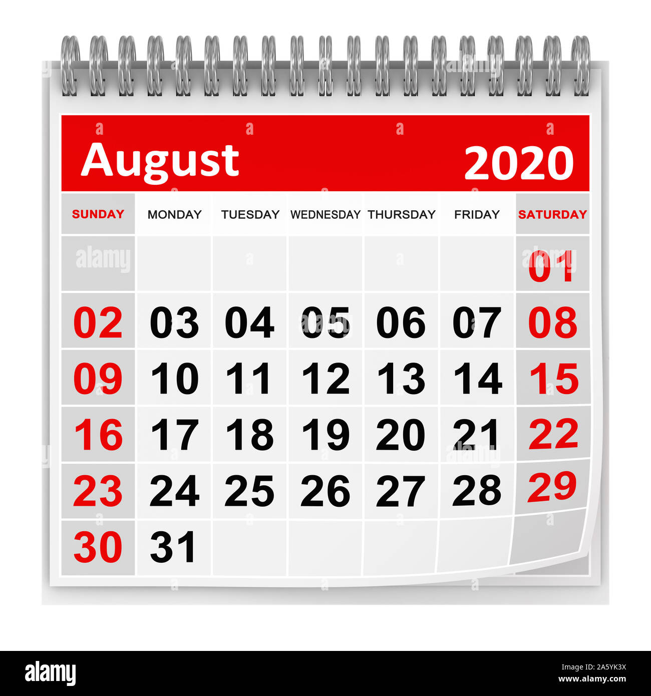 August 2020 , This is a 3d rendered computer generated image. Isolated on white. Stock Photo