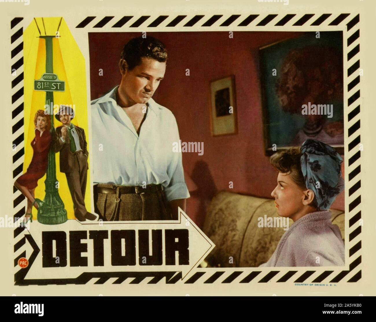 Detour  Year: 1945 USA Director: Edgar G. Ulmer Tom Neal, Ann Savage Lobbycard Stock Photo
