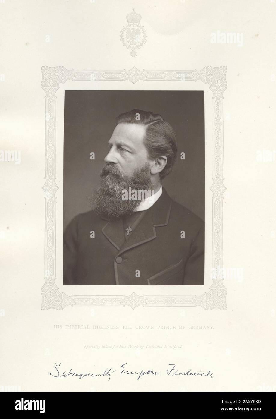 Frederick III (1831-1888) Emperor of Germany 1888. Frederick c1880 when still Crown Prince of Germany.  He married  Victoria, Princess Royal of Britain and eldest child of Queen Victoria. Woodburytype. Stock Photo