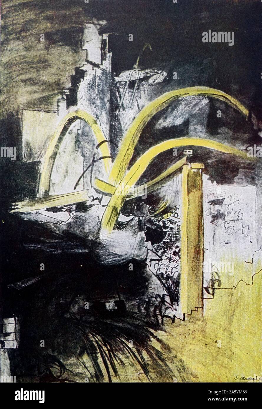 Painting of the aftermath of a bomb in London by Graham Sutherland (1903-1980) English artist. Dated 1941 Stock Photo