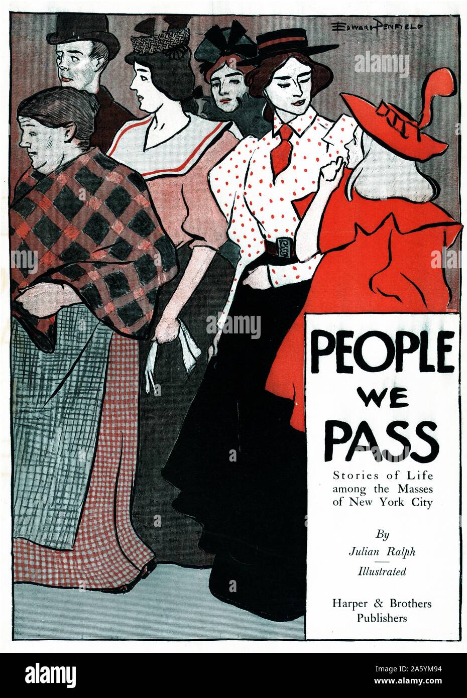 Colour lithograph for the book 'People we pass' written by Julian Ralph (1853-1925). Created by Edward Penfield (1866-1925). Dated 1896 Stock Photo