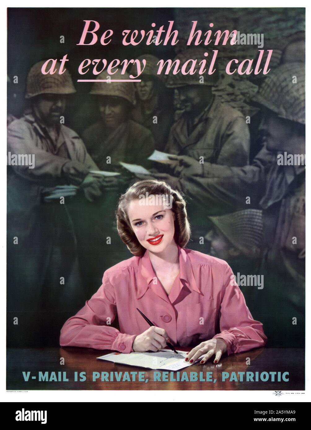 World war two, American propaganda poster encouraging women to write to servicemen Stock Photo