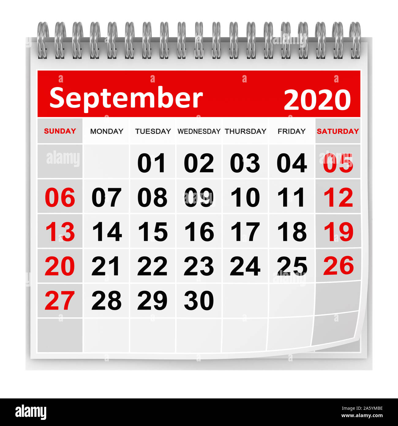 September 2020 , This is a 3d rendered computer generated image. Isolated on white. Stock Photo