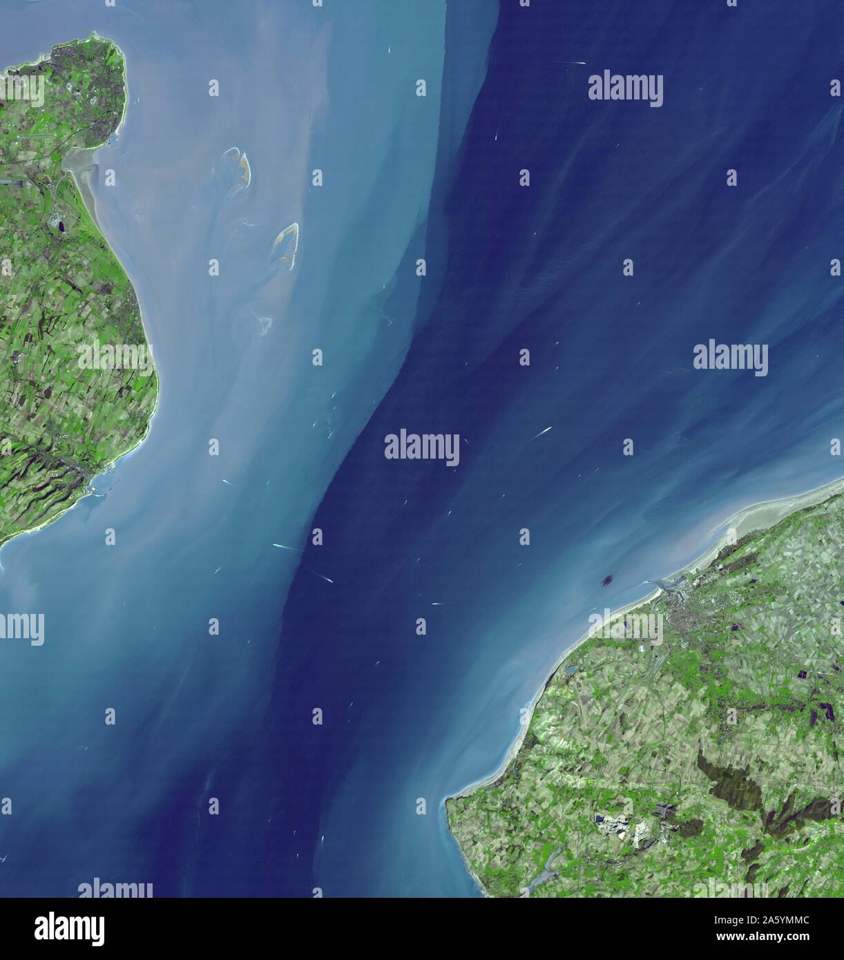 The Channel (English Channel) at the Straits of Dover. Satellite image. March 14, 2001 Stock Photo