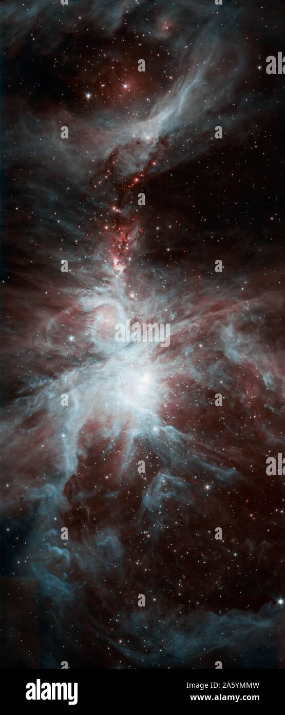 This image shows the Orion nebula, a nebula where stars are born. Spitzer. Stock Photo