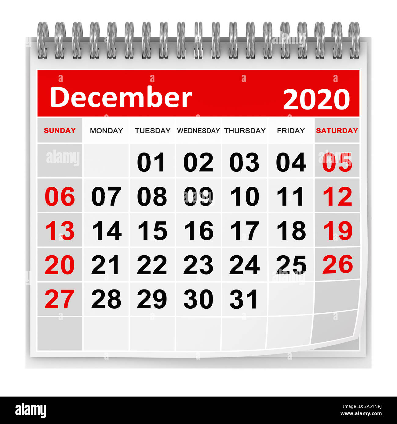 December 2020 , This is a 3d rendered computer generated image. Isolated on white. Stock Photo