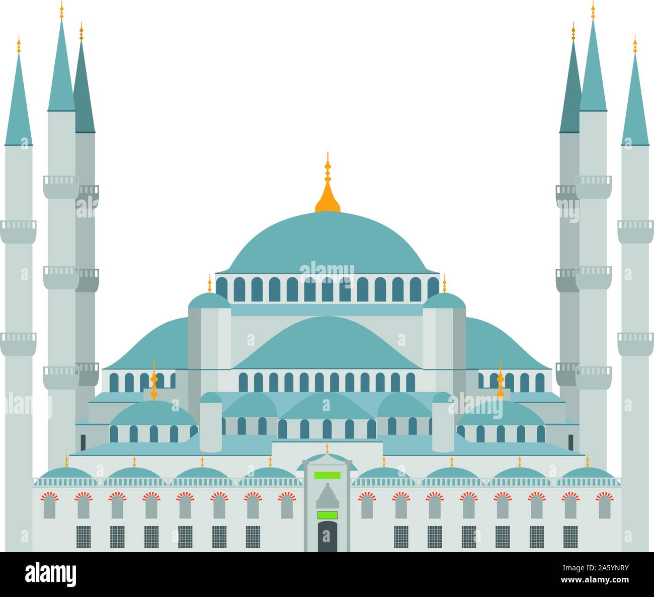 Blue Mosque vector illustration. Istanbul (Turkey) Stock Vector