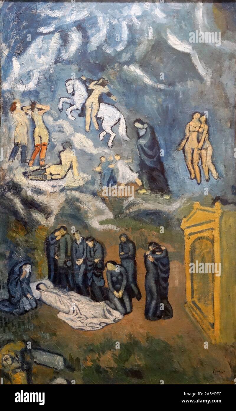 Painting titled 'Evocation The Burial of Casagemas' by Pablo Picasso (1881-1973) Spanish painter, sculptor, printmaker, ceramicist, stage designer, poet and playwright. Dated 1901   If you want to use our images of Pablo Picasso's works, you have to ask for the authorization to Picasso Administration 8 rue Volnay 75002 Paris France Tél. 0033147036970 - Fax 0033147036960 mail : info@picasso.fr Stock Photo