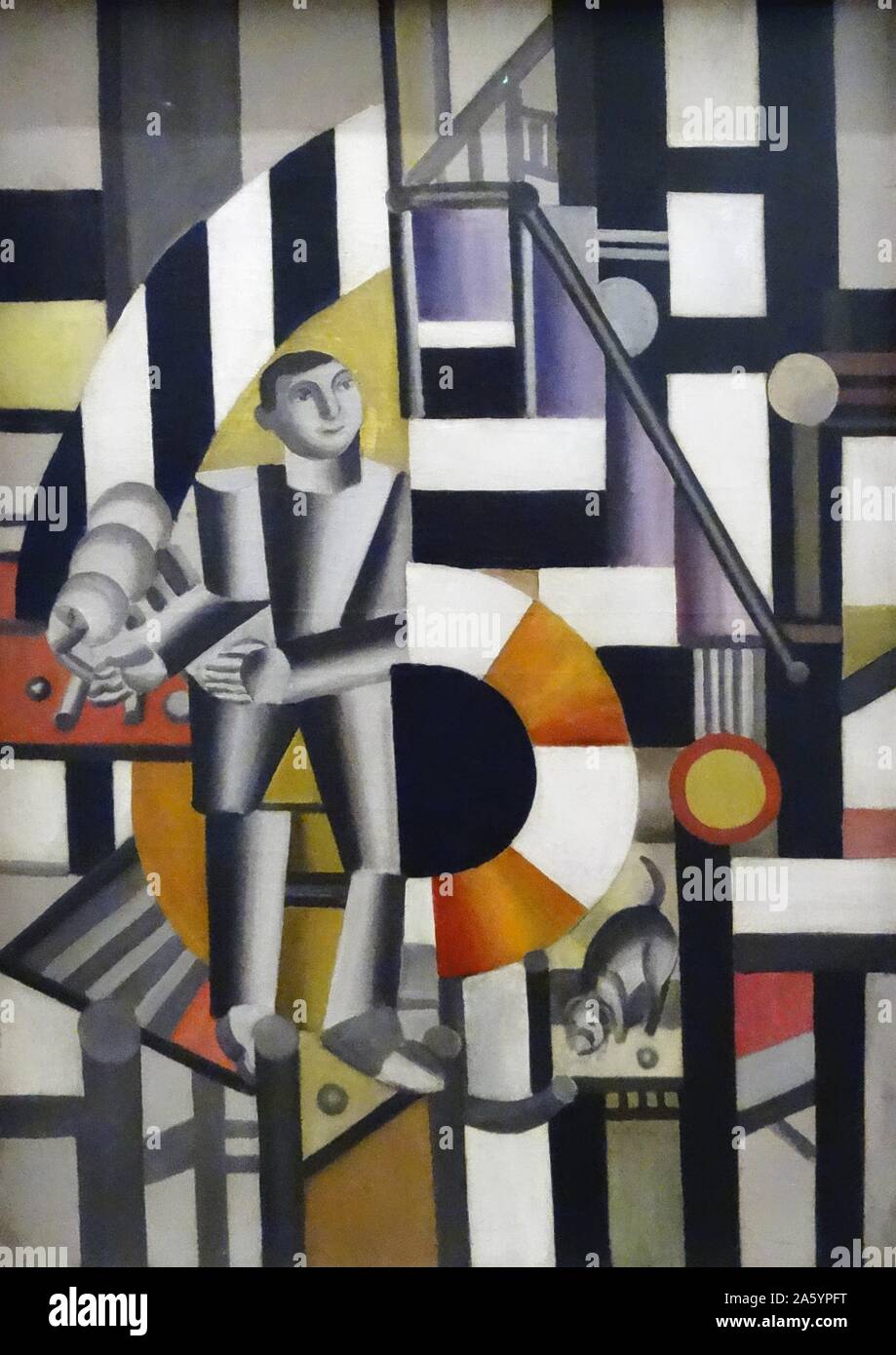 Painting titled 'The Man with the Pipe' by Fernand Léger (1881-1955) French painter, sculptor, and filmmaker. Dated 1920 Stock Photo
