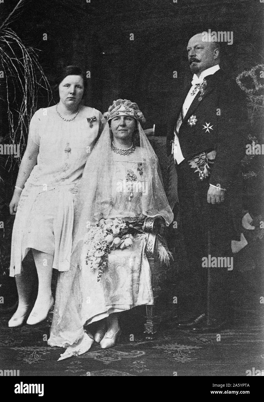 Dutch Royal Family, Queen Wilhelmina, Prince Hendrick and Princess Juliana. Circa 1925. Stock Photo
