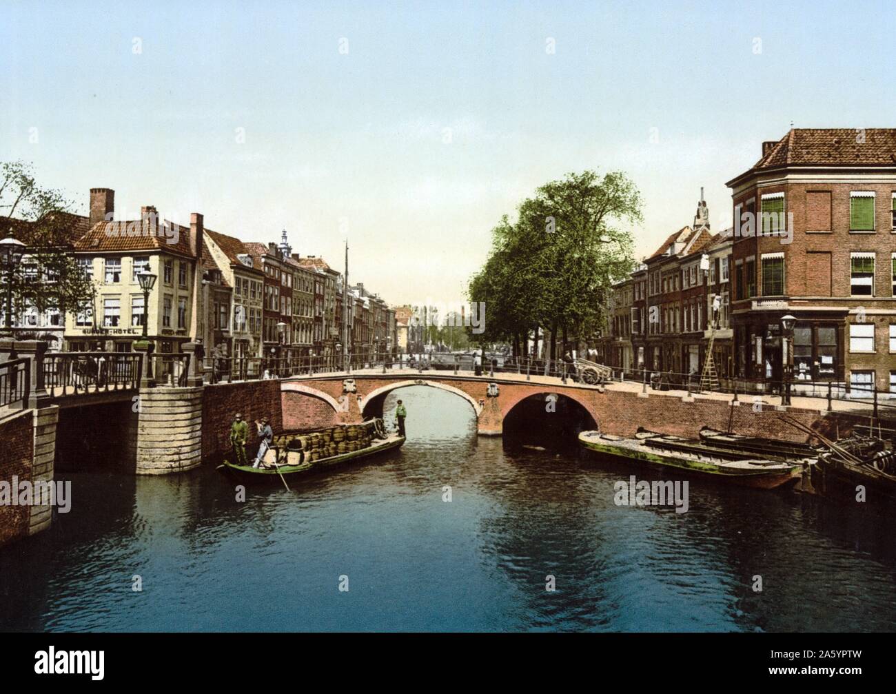 The Spui (canal), Hague, Holland 1900. photomechanical print : photochrom Stock Photo