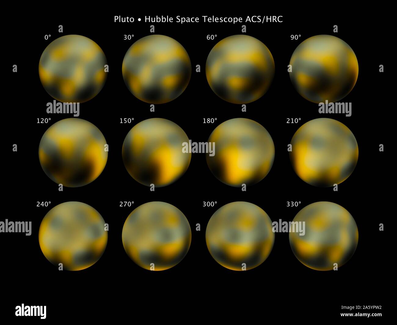 View of Pluto, artists impression based on 2015 NASA image Stock Photo