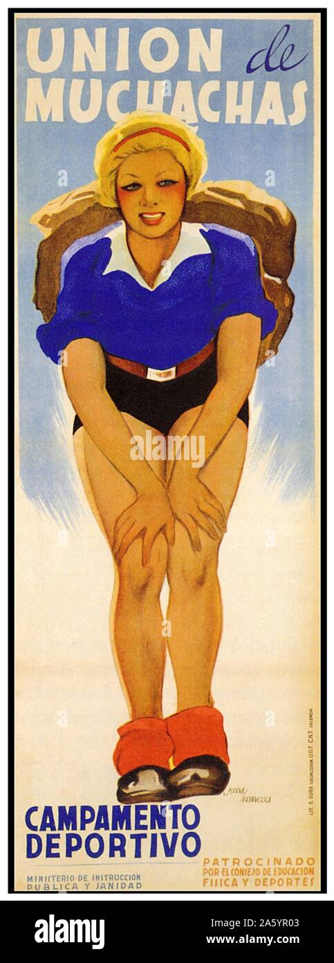 Union de Muchachas (Girls Union) propaganda poster for republican side during the Spanish Civil War 1936 Stock Photo