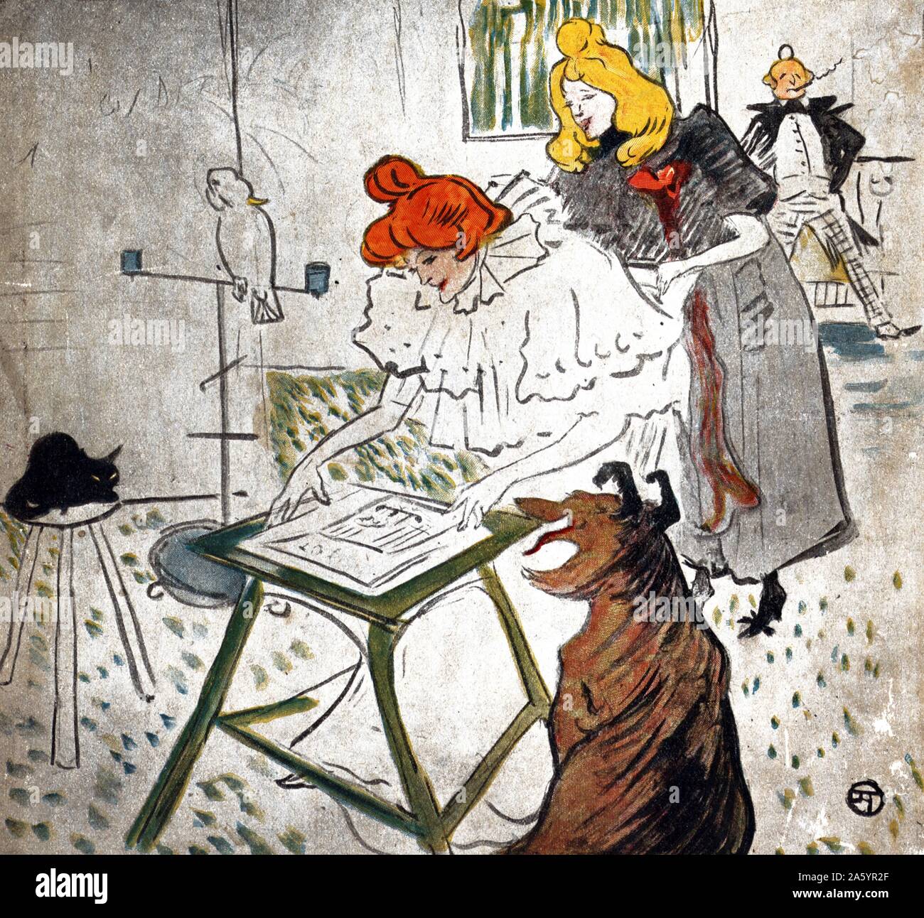 detail of the front cover of 'The Motograph Moving Picture Book' 1898 by Henri Toulouse Lautrec Stock Photo