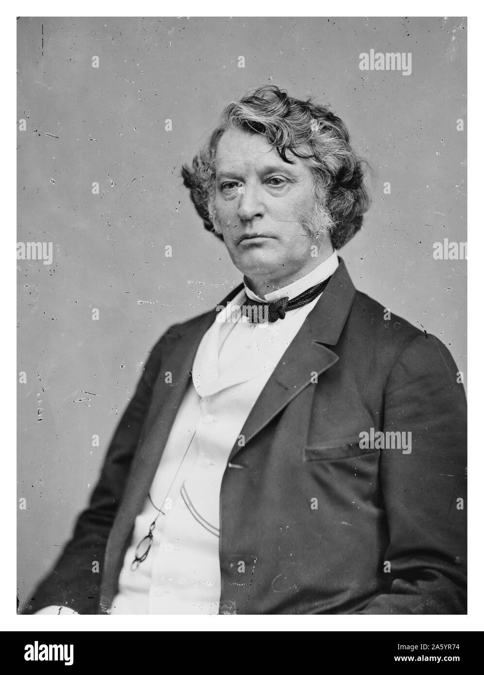 Photographic print of Senator Charles Sumner (1811-1874) American politician and senator from Massachusetts. Photographed by Mathew Brady (1822-1896) one of the first American photographers. Dated 1860 Stock Photo