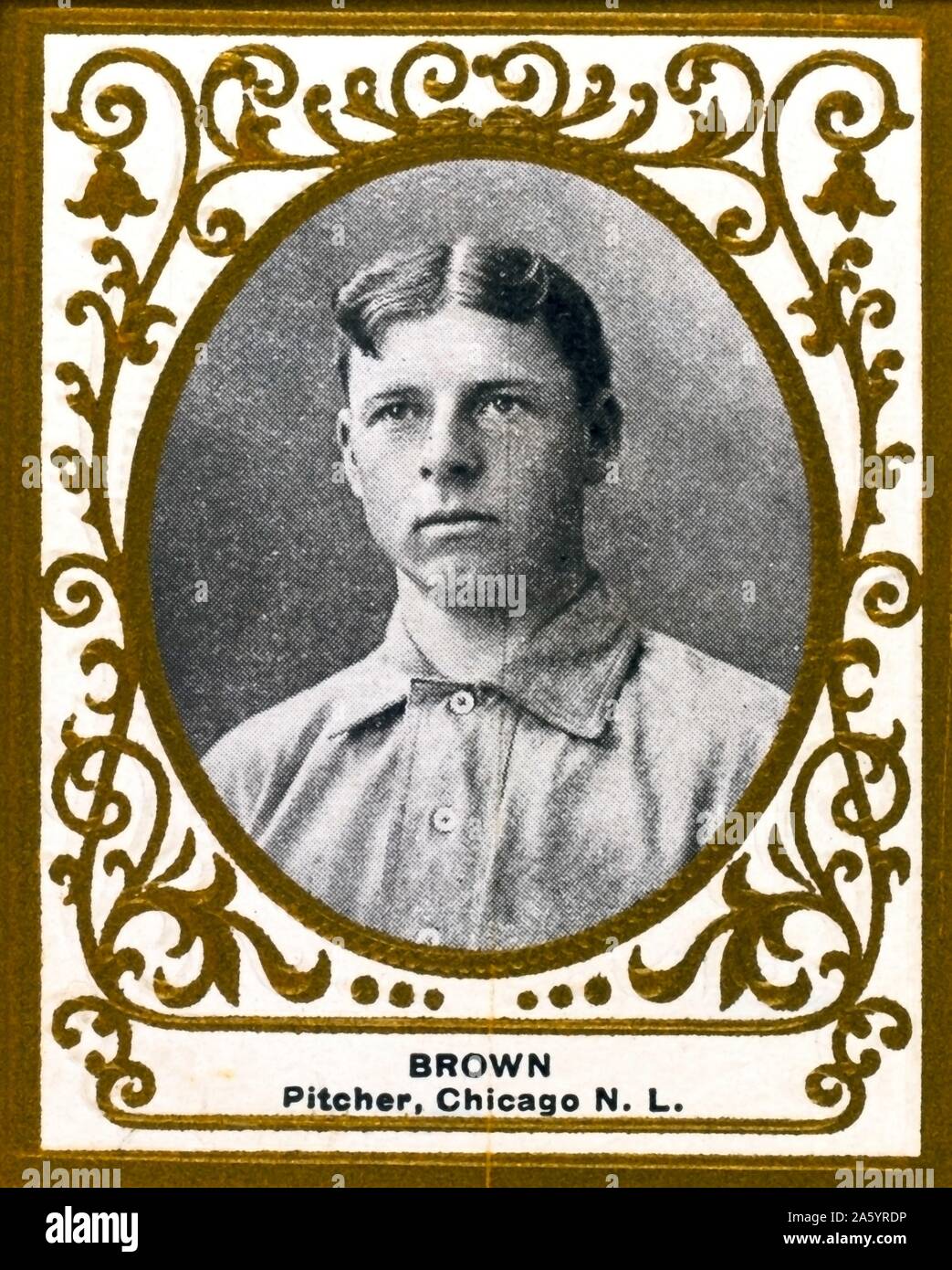Three Finger Brown, Chicago Cubs, baseball card portrait Stock Photo