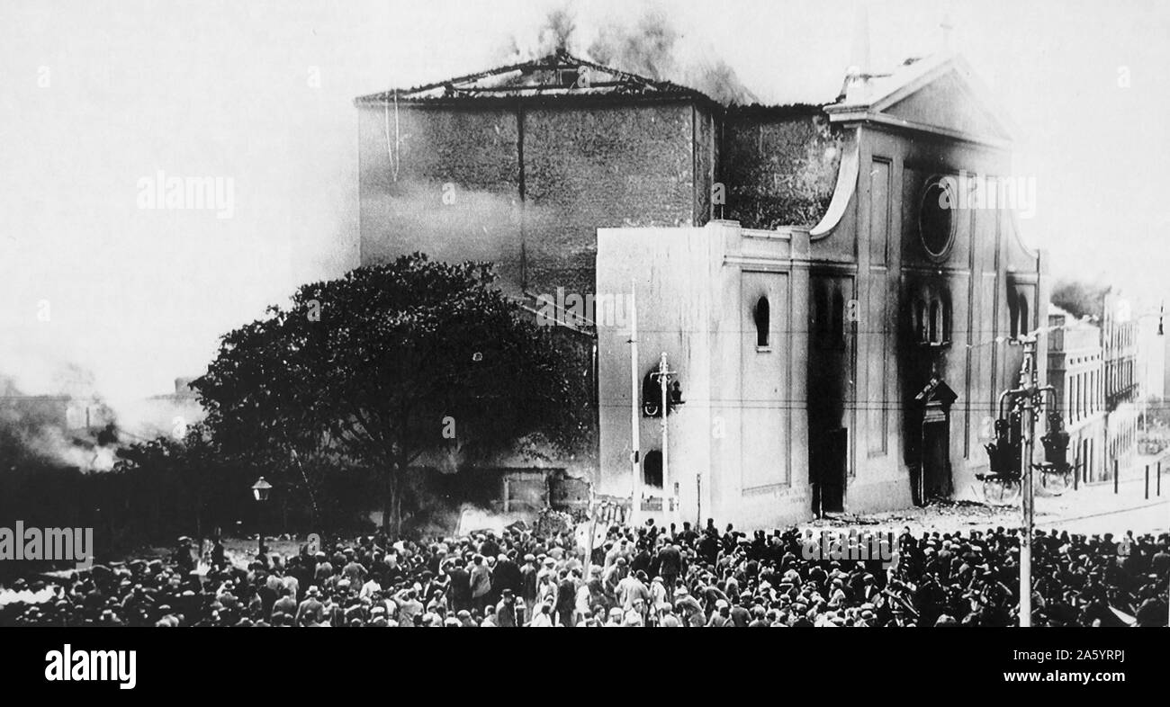 The church of San Francisco de Borja de Madrid, a Catholic church and principal base for the Jesuits in Spain was burned by rioters in May 1931 Stock Photo