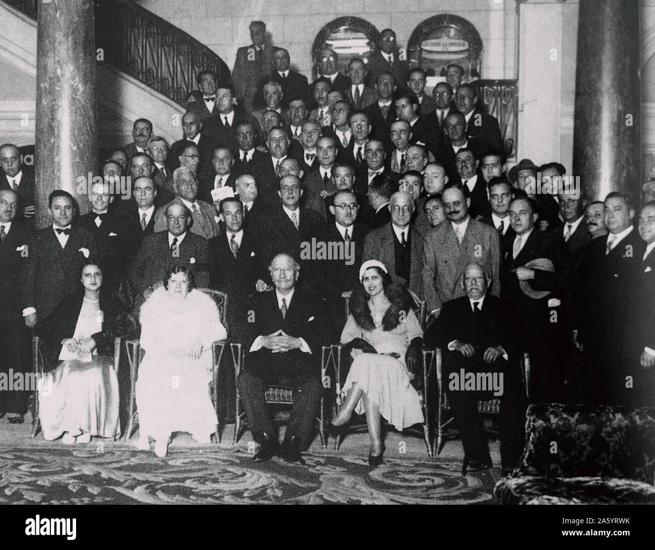 Alejandro Lerroux y seen seated centre (1864 – 1949) was a Spanish politician who was the leader of the Radical Republican Party during the Second Spanish Republic. He served as Prime Minister of Spain three times from 1933 to 1935 and held several cabinet posts as well Stock Photo
