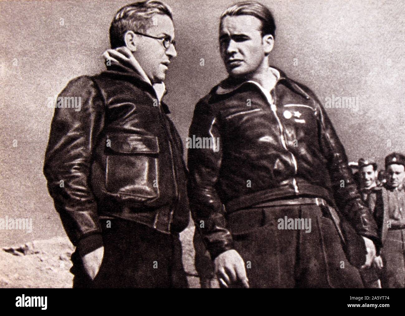 Enrique Líster Forján; seen on right. (1907 – 1994) Spanish communist politician and military officer. during the Spanish Civil War Stock Photo