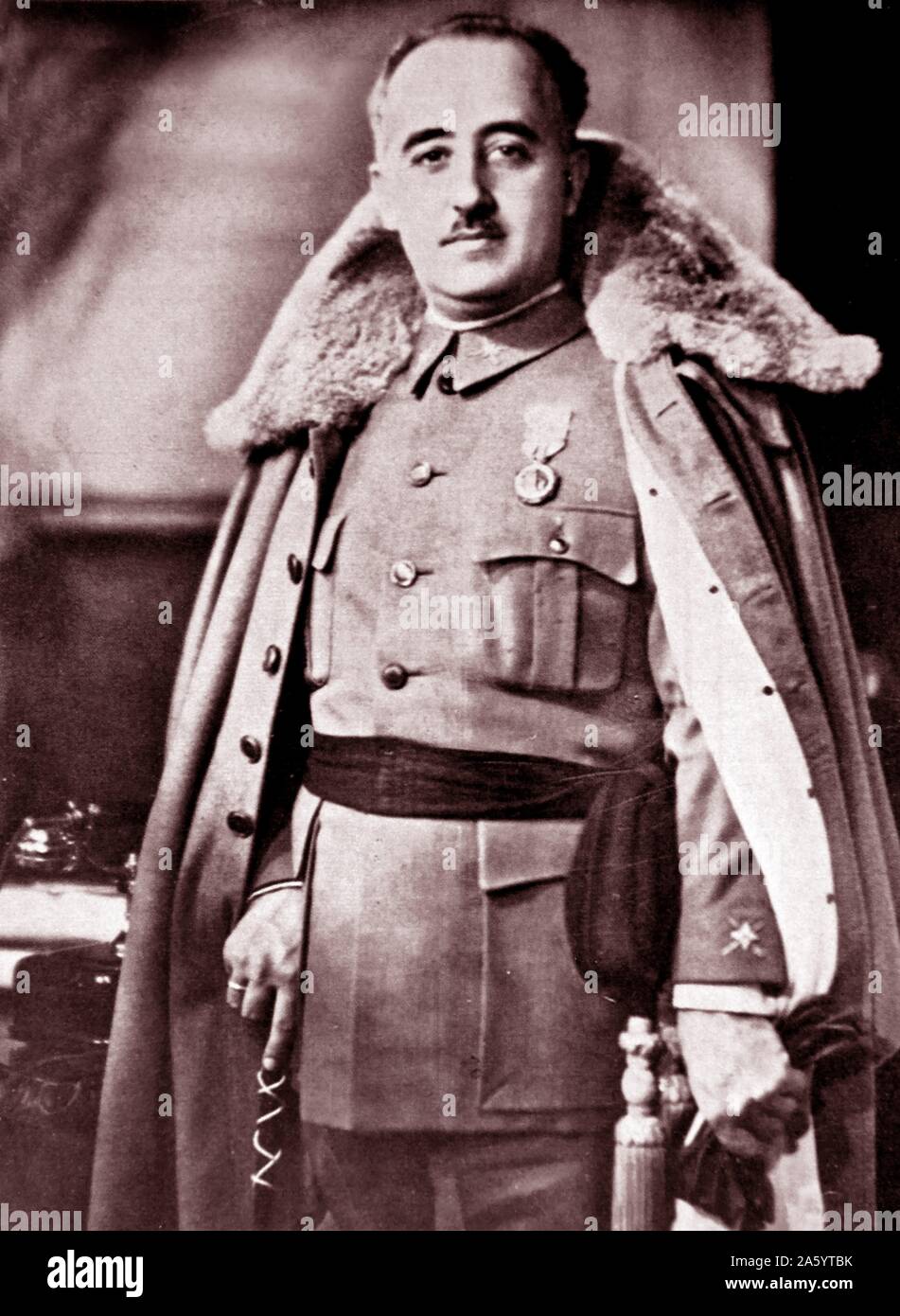 Francisco Franco (1892 – 1975) Spanish general and the dictator of Spain from 1939 until his death in 1975. Formal portrait during the Spanish Civil War Stock Photo