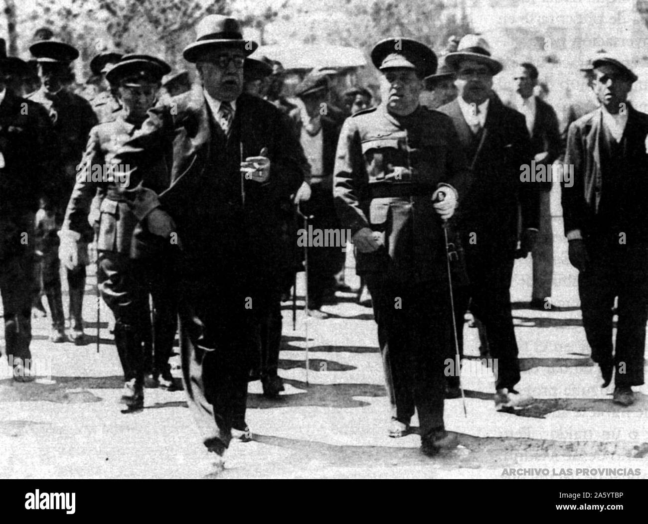 Spain's Chief of Staff general Jose Sanjurjo 1872-1936 and prime Minister Manuel Azana 1932 Stock Photo