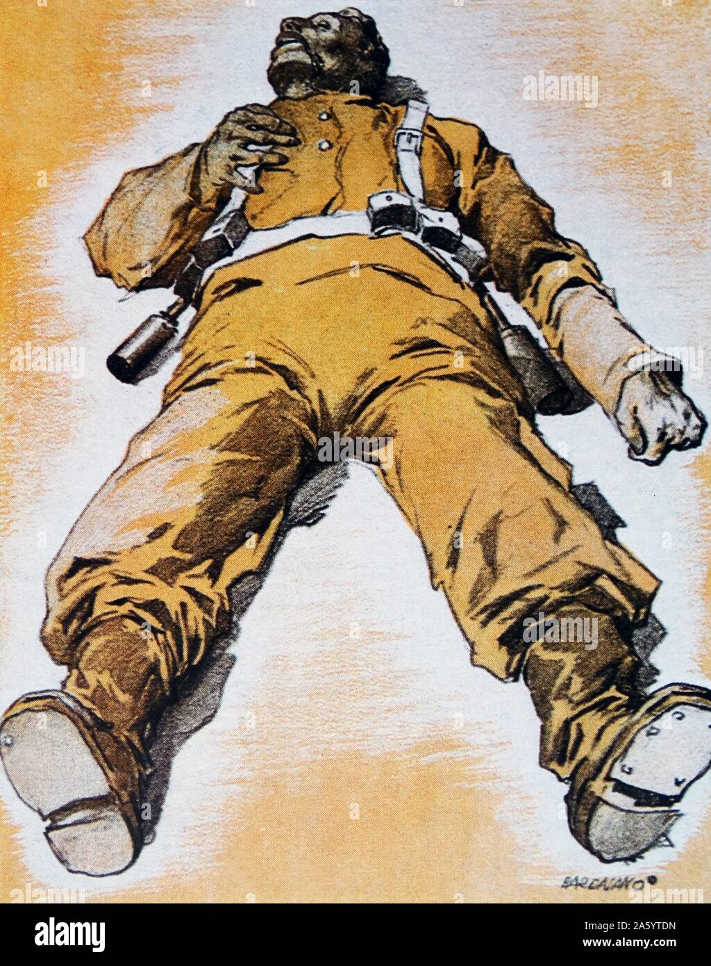 Propaganda illustration showing a dead republican soldier during the Spanish Civil War Stock Photo