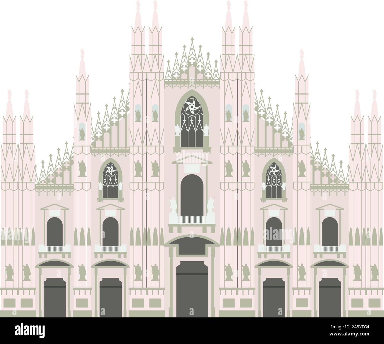 Milan Cathedral, Italy. Isolated on white background vector illustration. Stock Vector