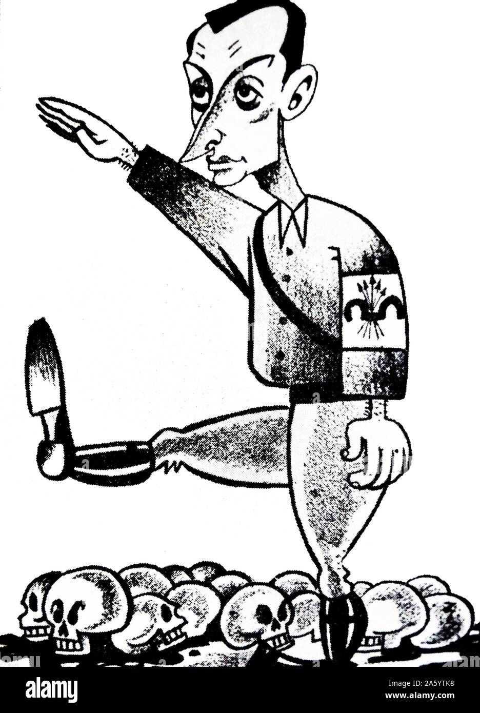 caricature of Don José Antonio Primo de Rivera (1903 – November 20, 1936) Rivera was the founder of the Falange Española ('Spanish Phalanx'). He was executed by the Spanish republican government during the course of the Spanish Civil Waduring the Spanish Civil War Stock Photo