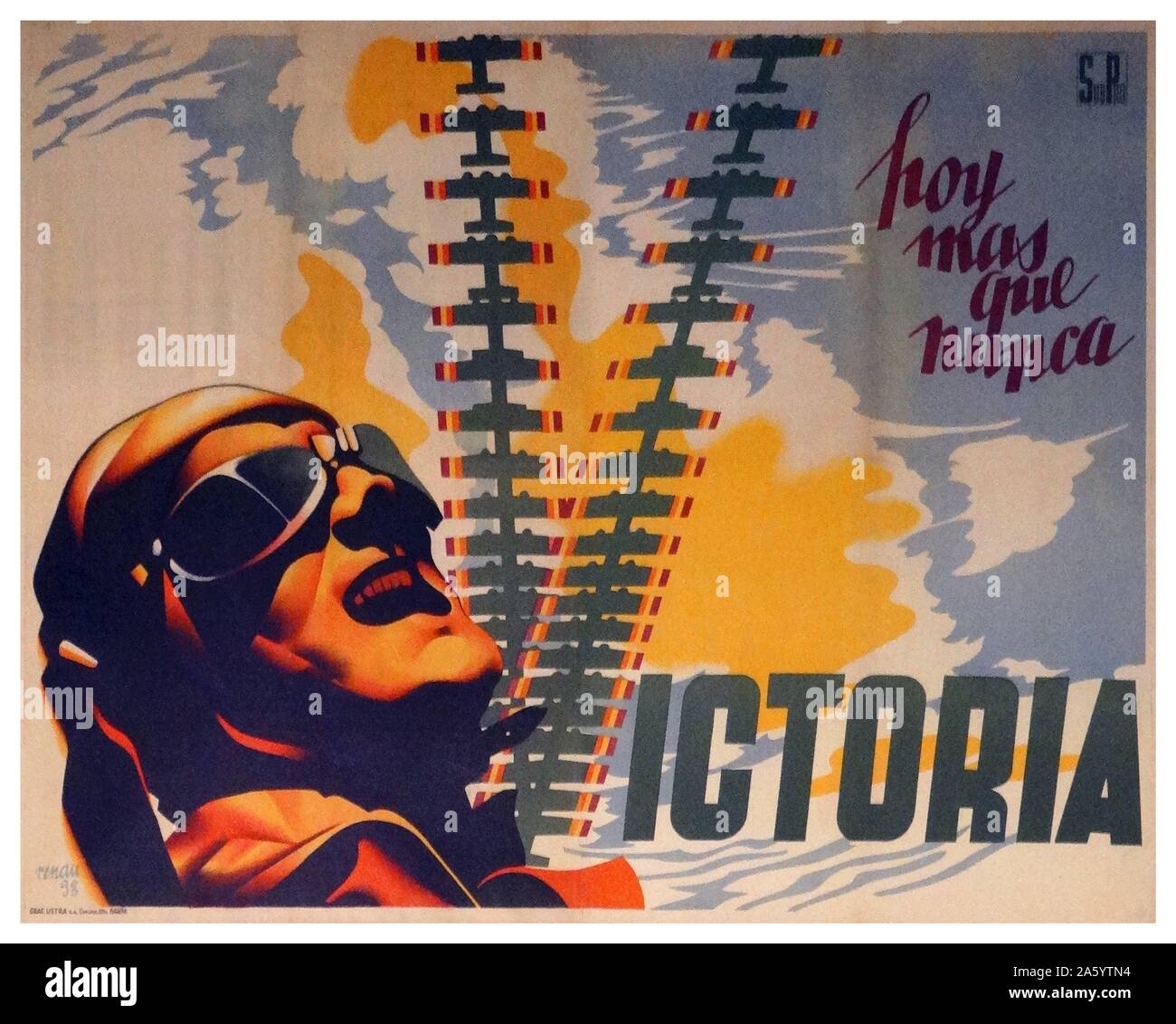 nationalist propaganda poster during the Spanish Civil War. 'today more than ever. Victory!' Stock Photo