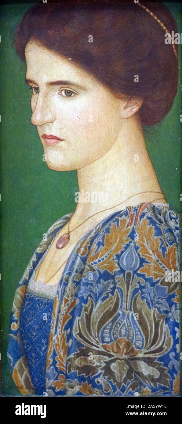 Fiammetta: Portrait of Georgie Gaskin by Arthur Gaskin (1862-1928) English illustrator, painter, teacher and designer of jewellery and enamelwork. Dated 1928 Stock Photo