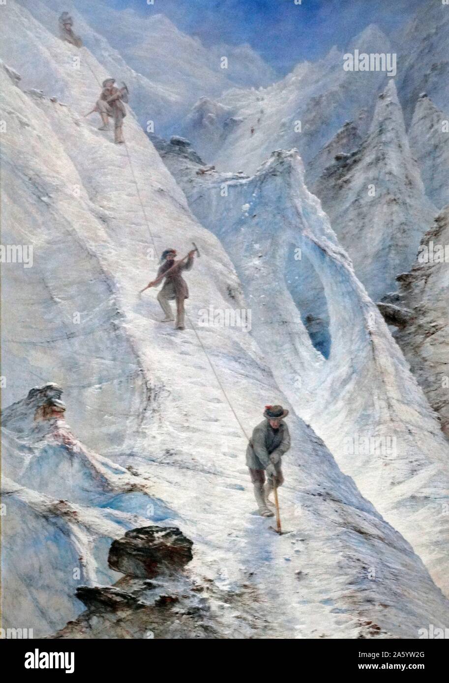 Alpine Climbers by Elijah Walton (1832-1880) English artist, best known for his landscapes of the Alps mountains. Dated 1869 Stock Photo