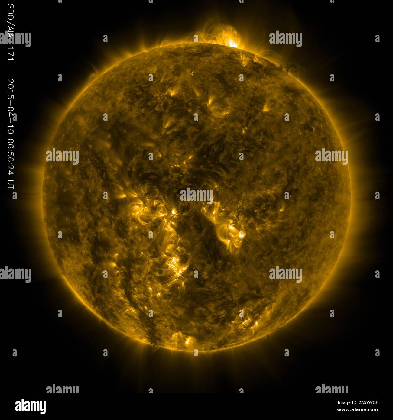 corona and upper transition region of the Sun. Stock Photo