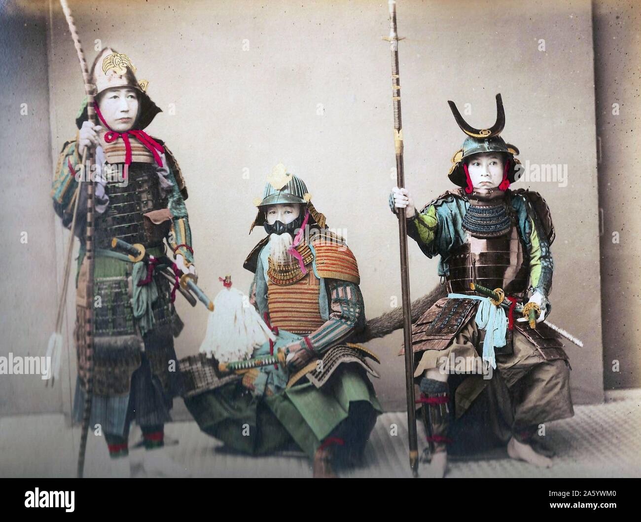 Japanese samurai warriors, 1900 Stock Photo