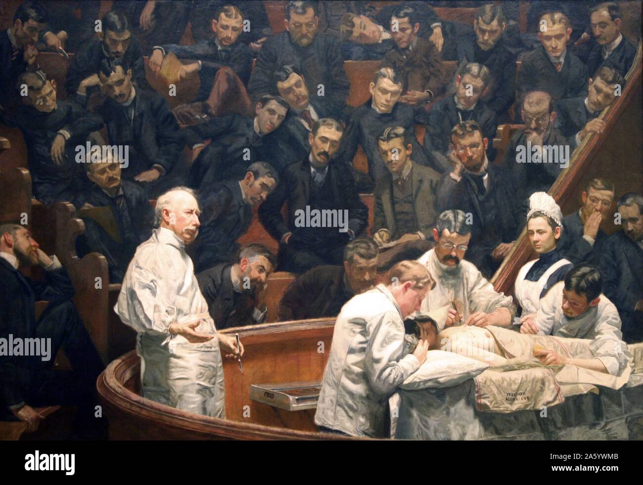 The Agnew Clinic, or, The Clinic of Dr. Agnew, is an 1889 oil painting by American artist Thomas Eakins, 1844-1916. It was commissioned to honour anatomist and surgeon David Hayes Agnew, on his retirement from teaching at the University of Pennsylvania. Stock Photo
