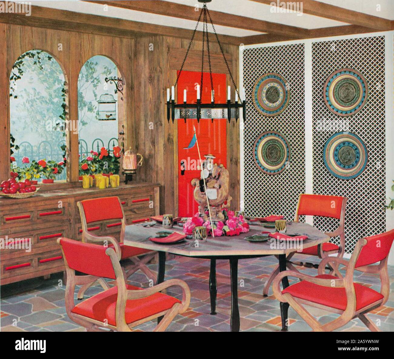 Illustration depicting a Retro dinning area from the Amstrong Book of ...