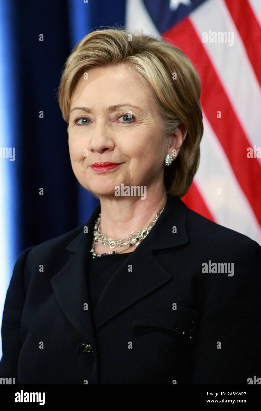 Photographic portrait of Hillary Clinton (1947-) American politician, Senator and former Secretary of State in the administration of President Barack Obama. Dated 2009 Stock Photo