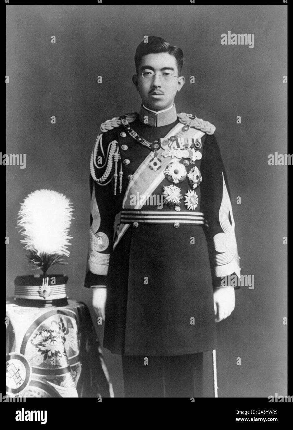 Photograph of Emperor Sh?wa (1901-1989) Emperor of Japan, also known as Hirohito, in Dress Uniform. Dated 1935 Stock Photo