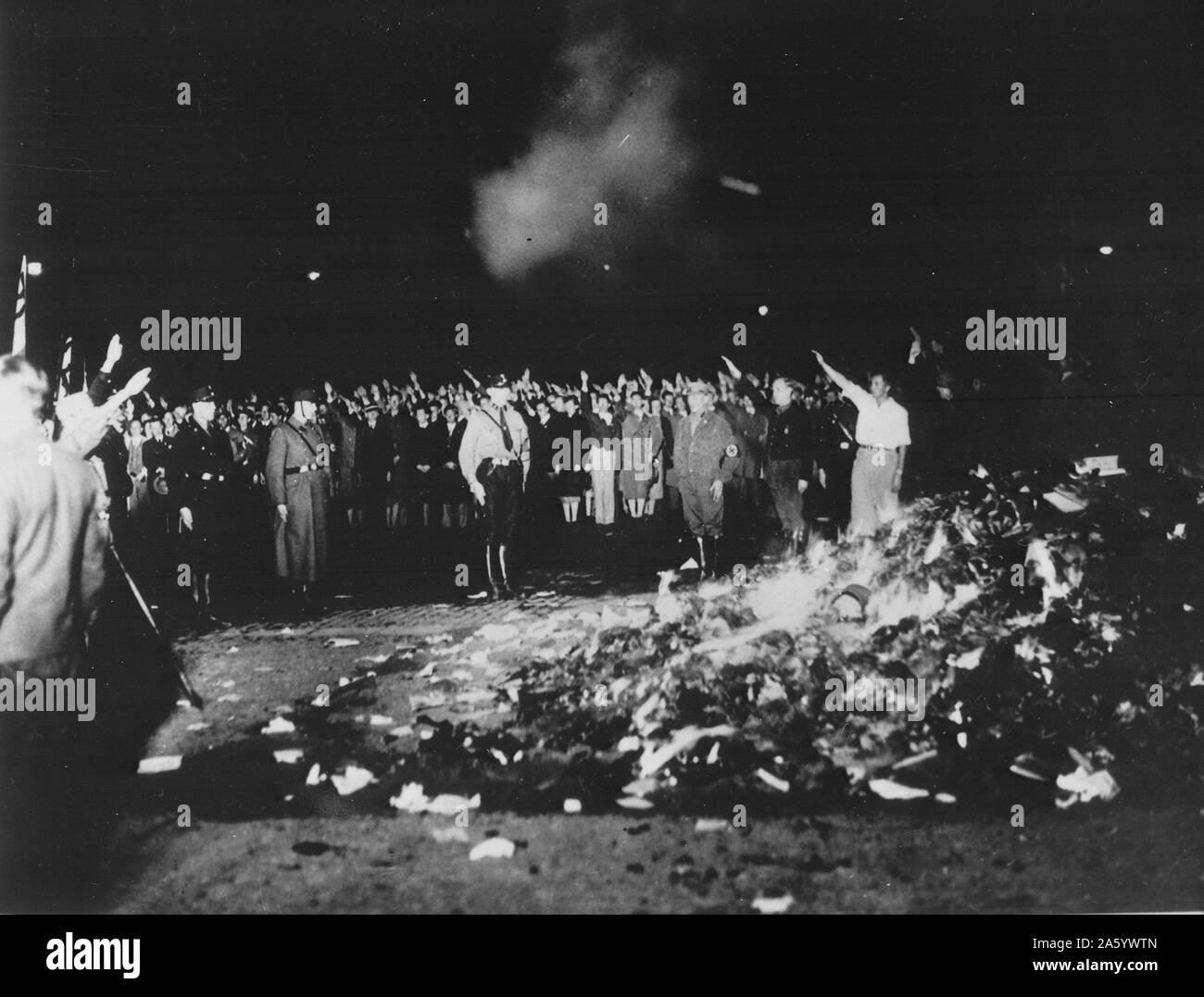 Photograph of the book burning in Germany. Dated 1933 Stock Photo Alamy