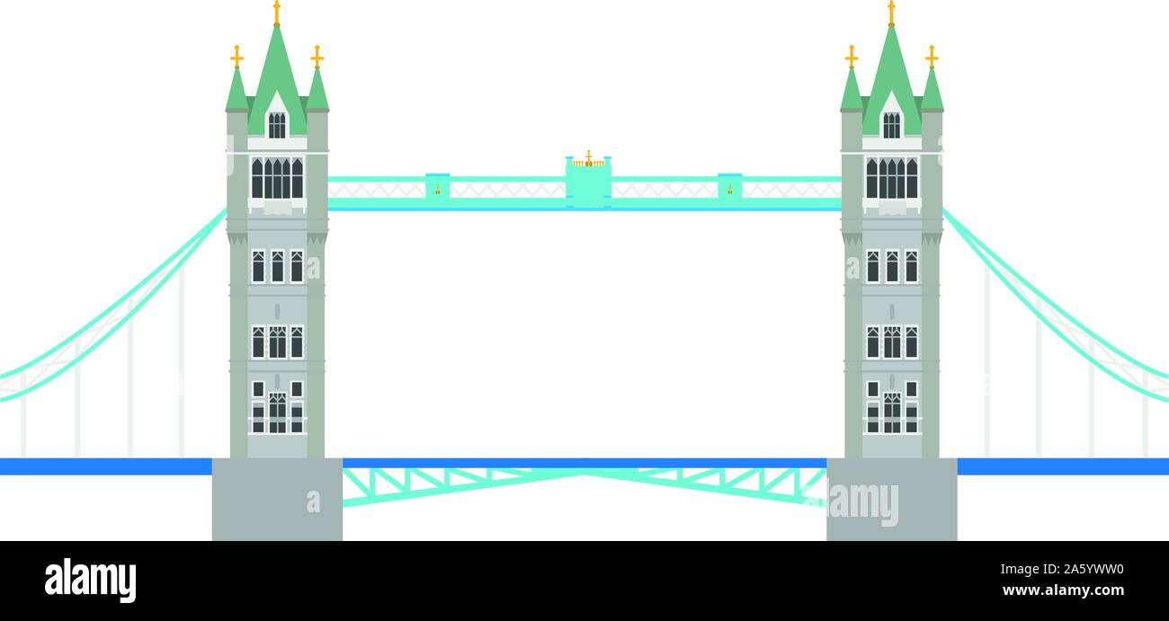 Tower Bridge, London, UK. Isolated on white background vector illustration. Stock Vector