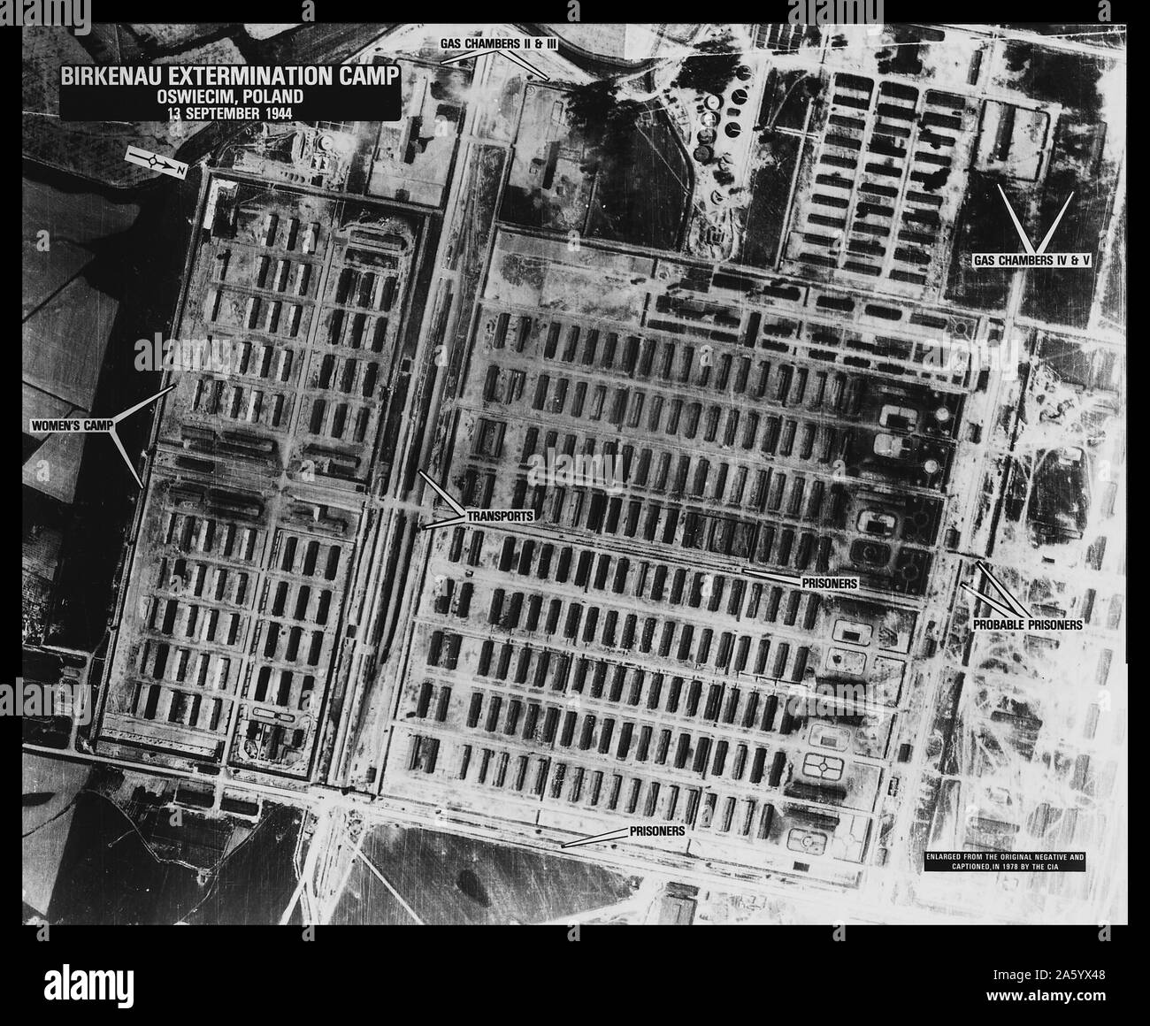 Birkenau Extermination Camp - Oswiecim, Poland, World war Two 1944 Stock Photo
