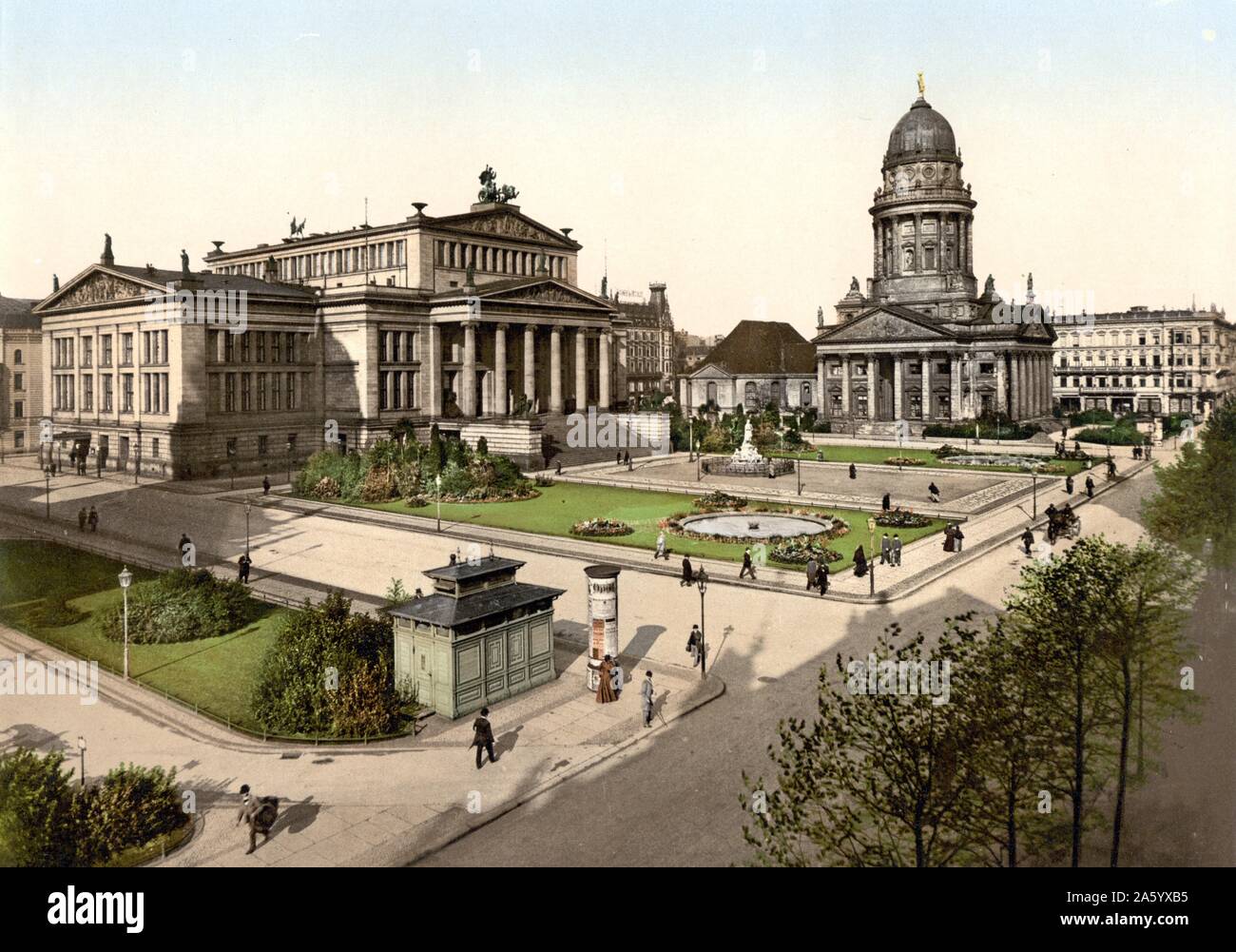 Photomechanical print of Schiller Square, Berlin, Germany. Dated 1896 Stock Photo