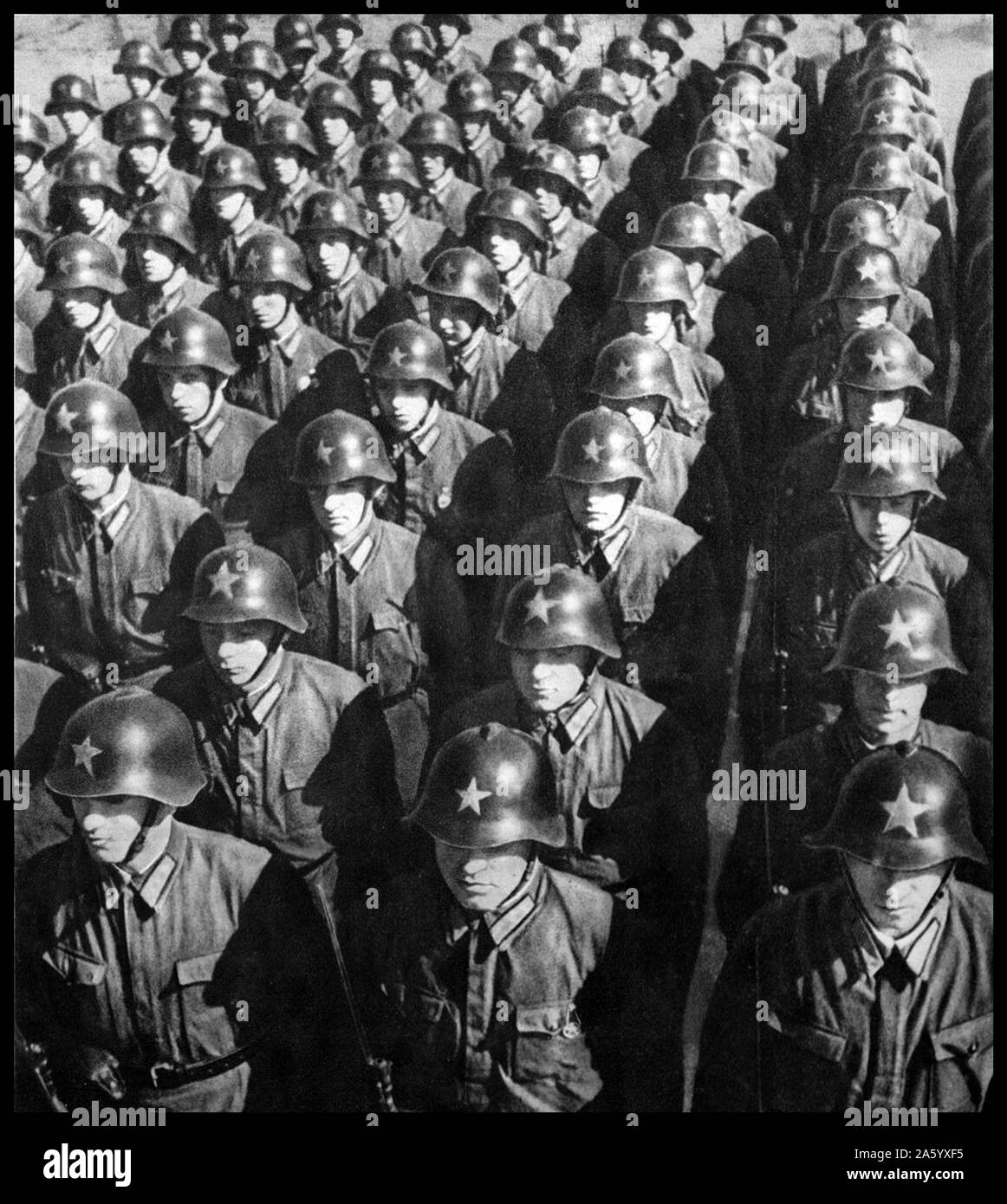 Photograph of members of the Red Army (The Workers' and Peasants' Red Army) during the Second World War. Dated 1936 Stock Photo