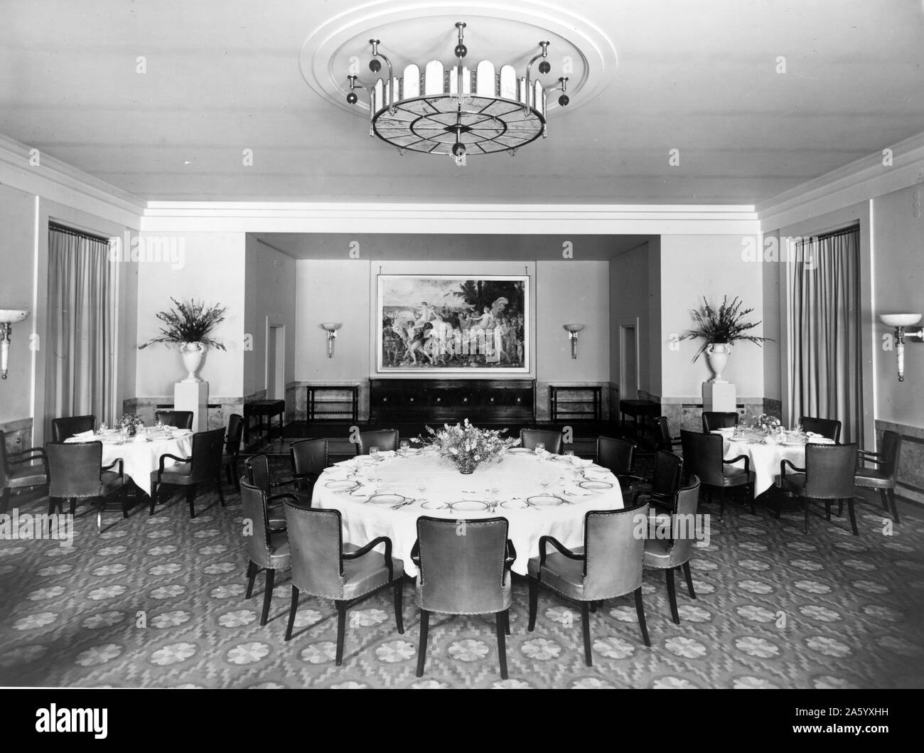 Photograph of the Dining room, Reichs Chancellery, Berlin, Germany. Dated 1936 Stock Photo